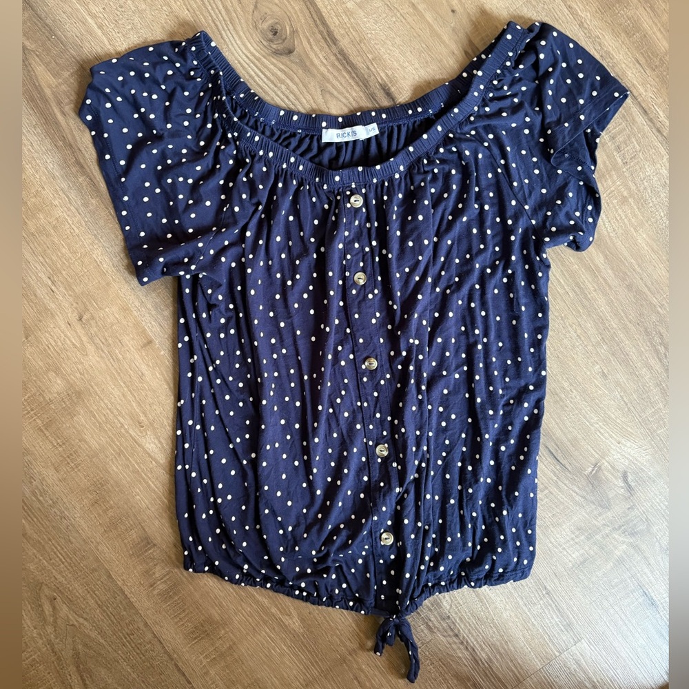 Ricki's Navy and White Button-Down Blouse